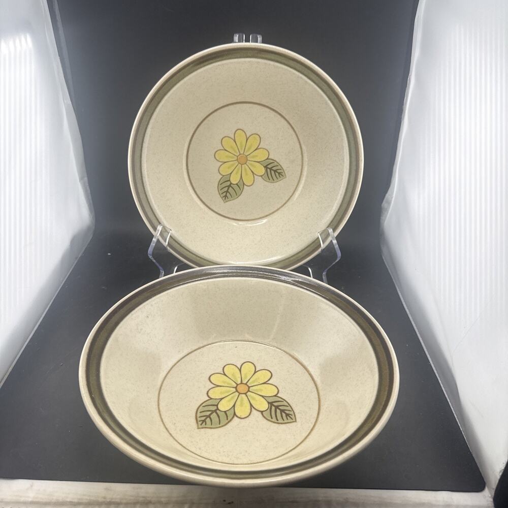 Set of 2 Mikasa Hallkraft Lazy Daisies 9" Round Vegetable Serving Bowls P6030
